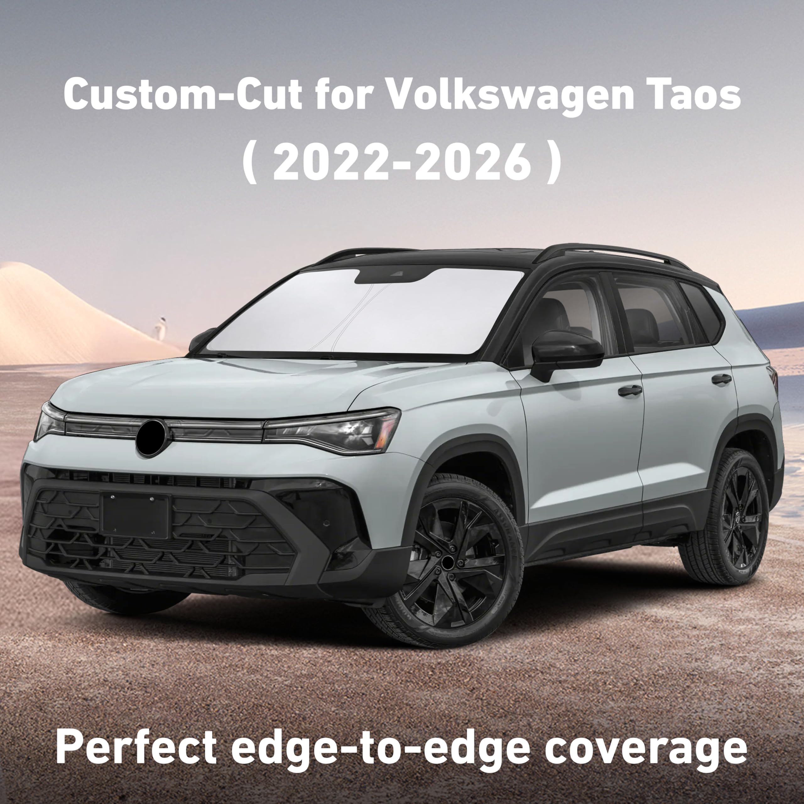 EcoNour Taos windshield sunshade blocks UV rays to protect the interior.