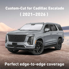 EcoNour sunshade demonstrates UV/heat blocking coverage inside Cadillac Escalade.