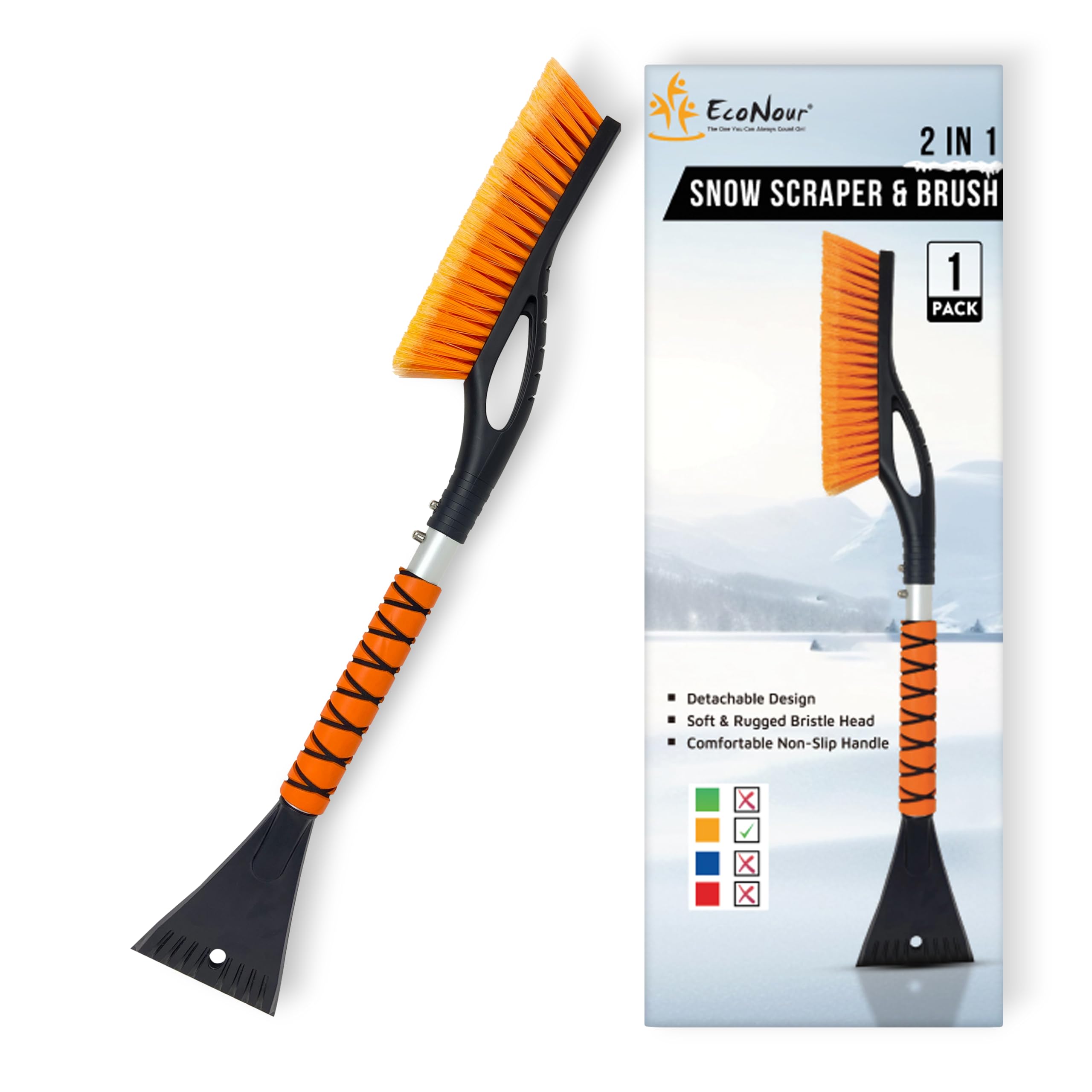 EcoNour 27-inch aluminum ice scraper ready for quick windshield cleaning on the go