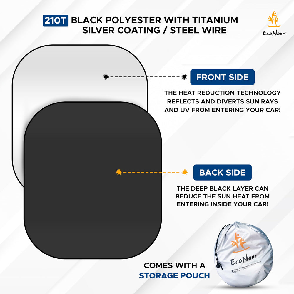 EcoNour windscreen shade for large side windows reduces heat.