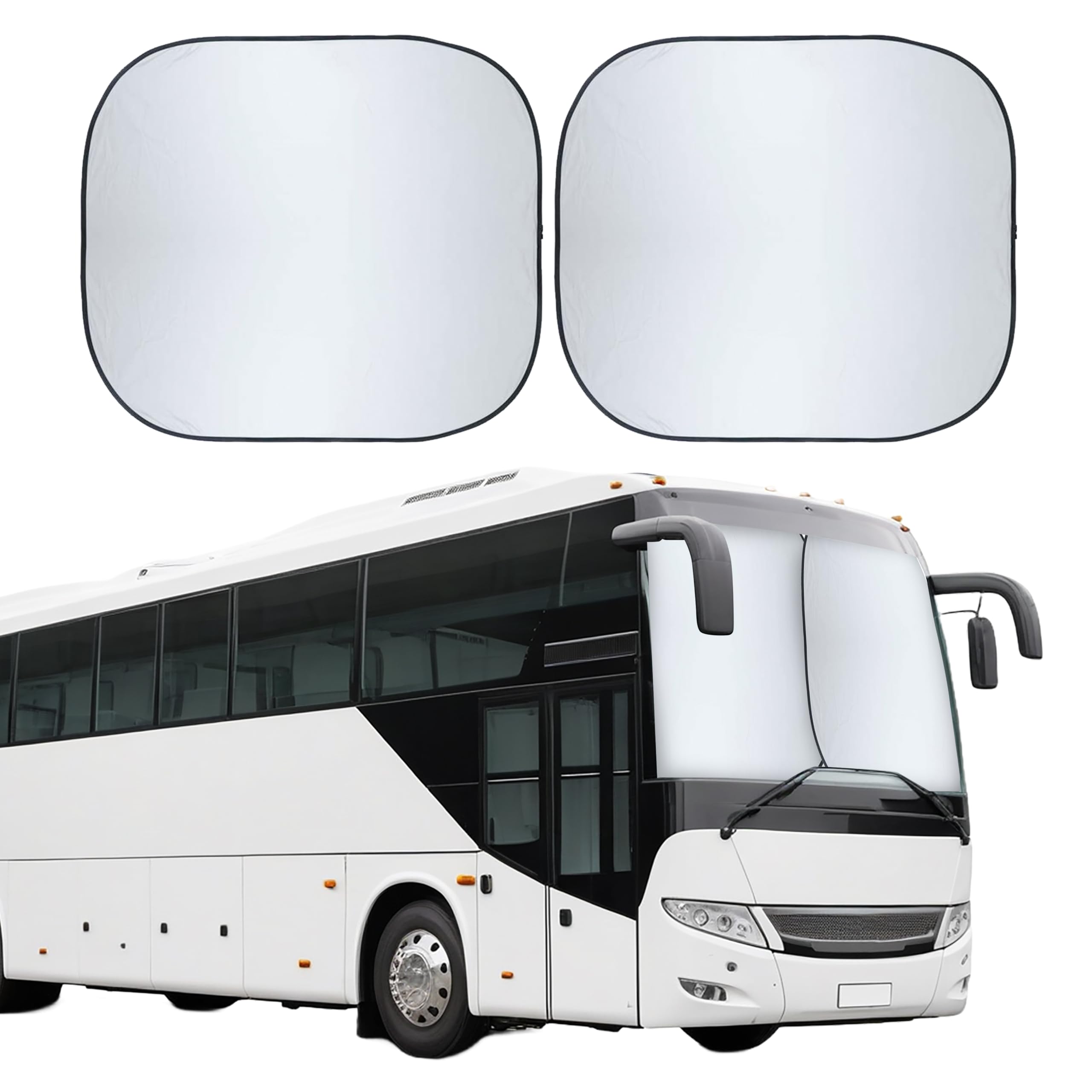 EcoNour foldable RV windshields sun shade on front window protects from heat.