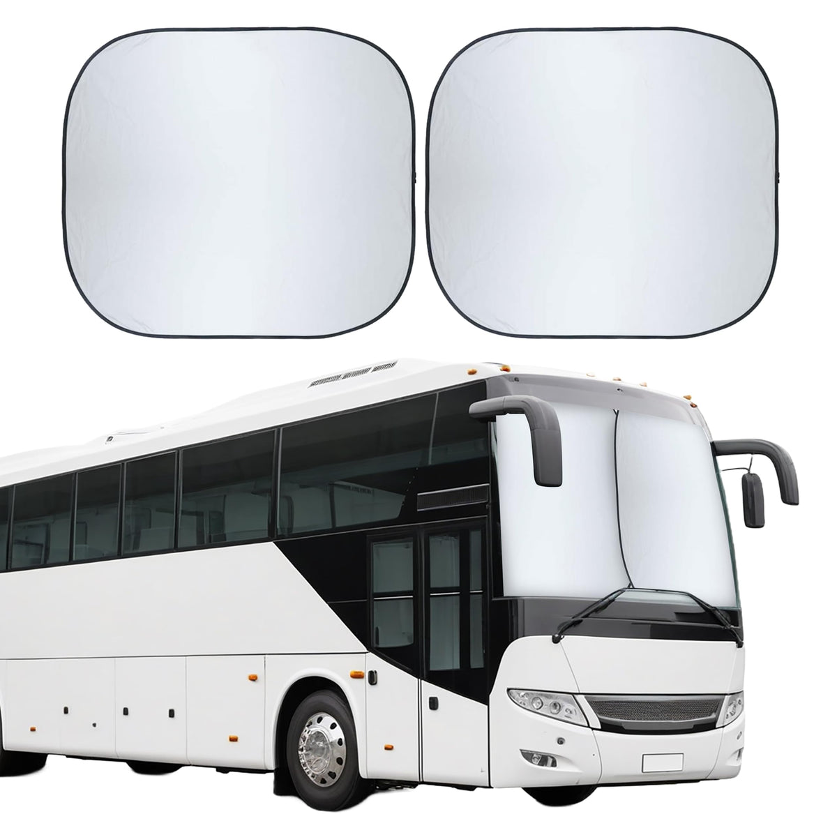 EcoNour foldable RV windshields sun shade on front window protects from heat.