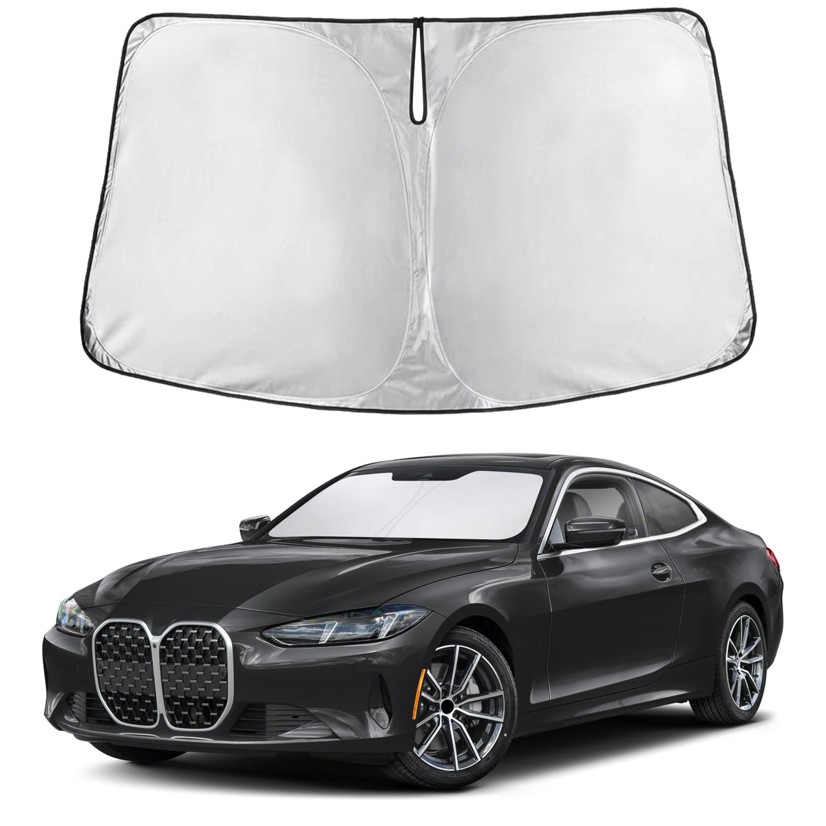 EcoNour windshield sunshade for BMW 4 Series fit blocks glare and protects the dash