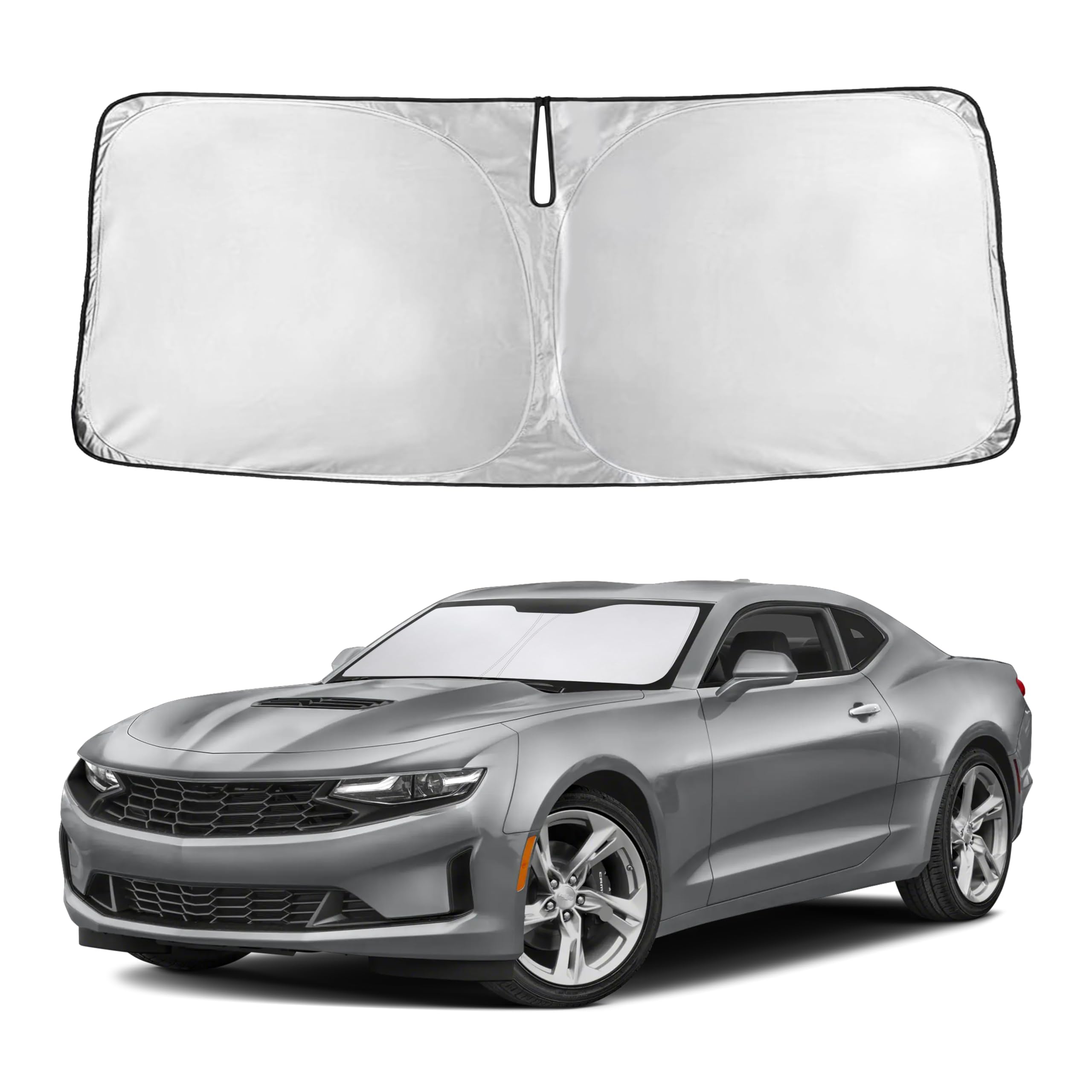 EcoNour windshield sunshade for Camaro front coverage reduces glare and heat.