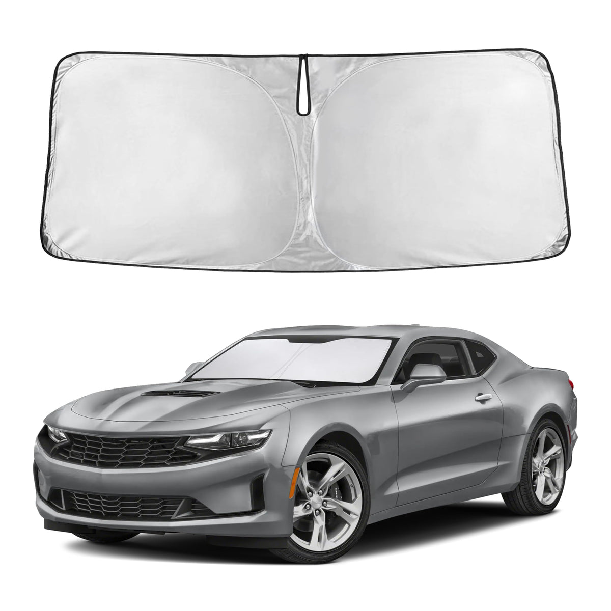 EcoNour windshield sunshade for Camaro front coverage reduces glare and heat.