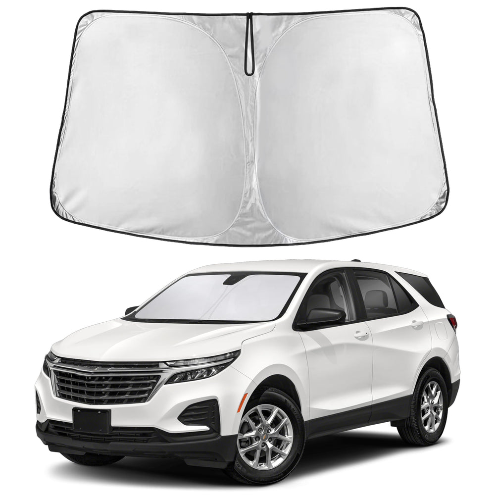 EcoNour windshield sunshade covers the Equinox windshield and blocks heat.