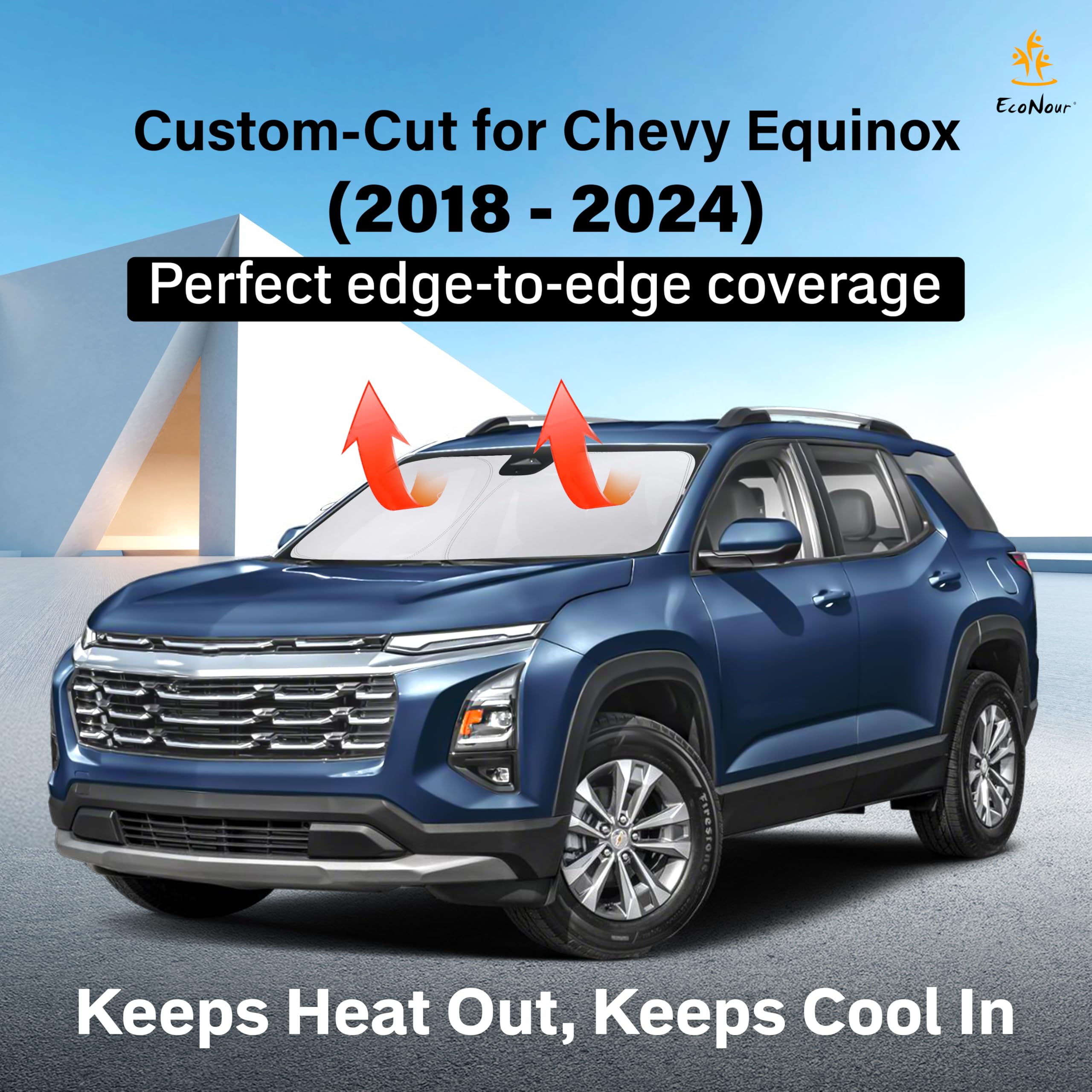 EcoNour sunshade for Equinox reduces interior heat during sun.
