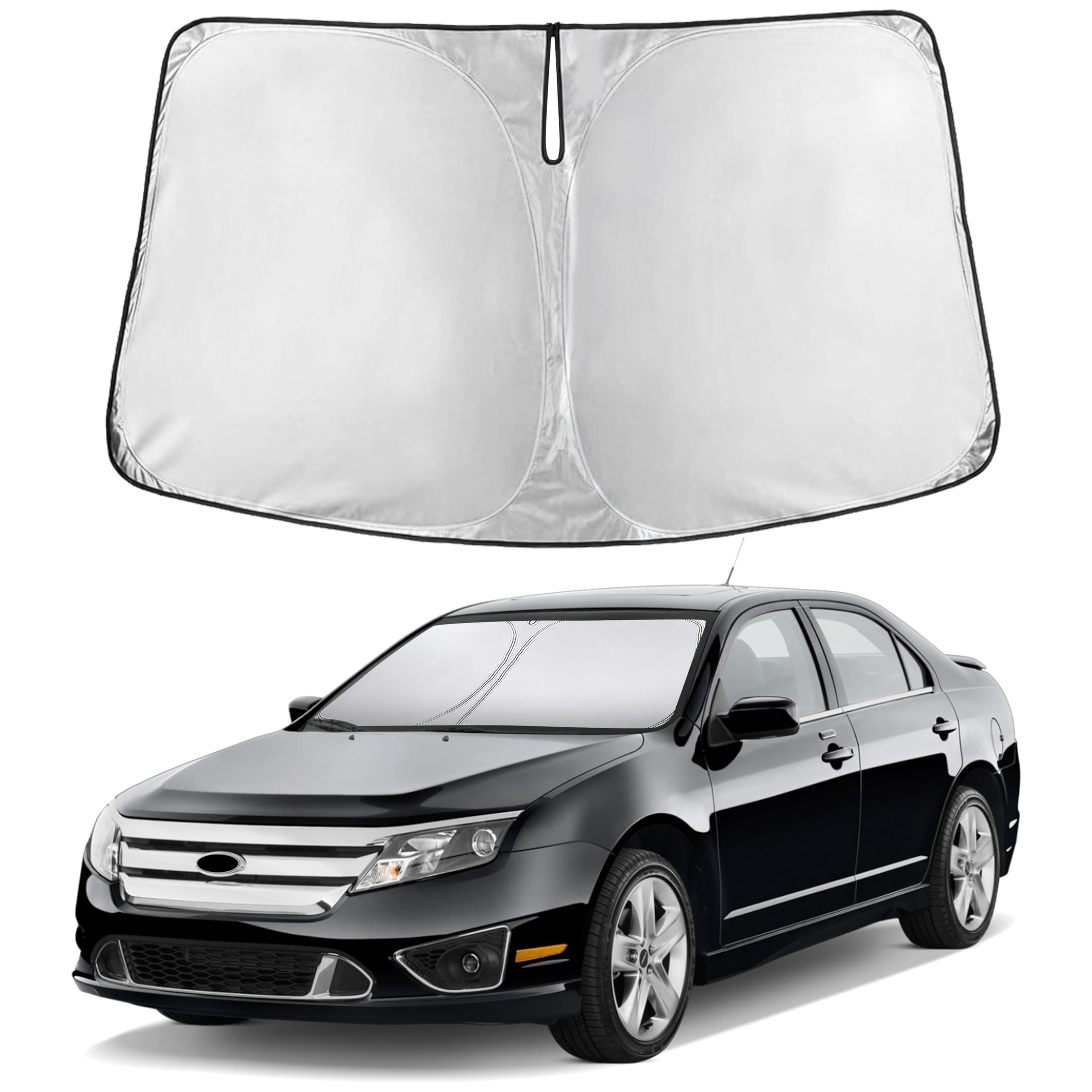EcoNour windshield sunshade for Ford Fusion provides full coverage and UV protection.