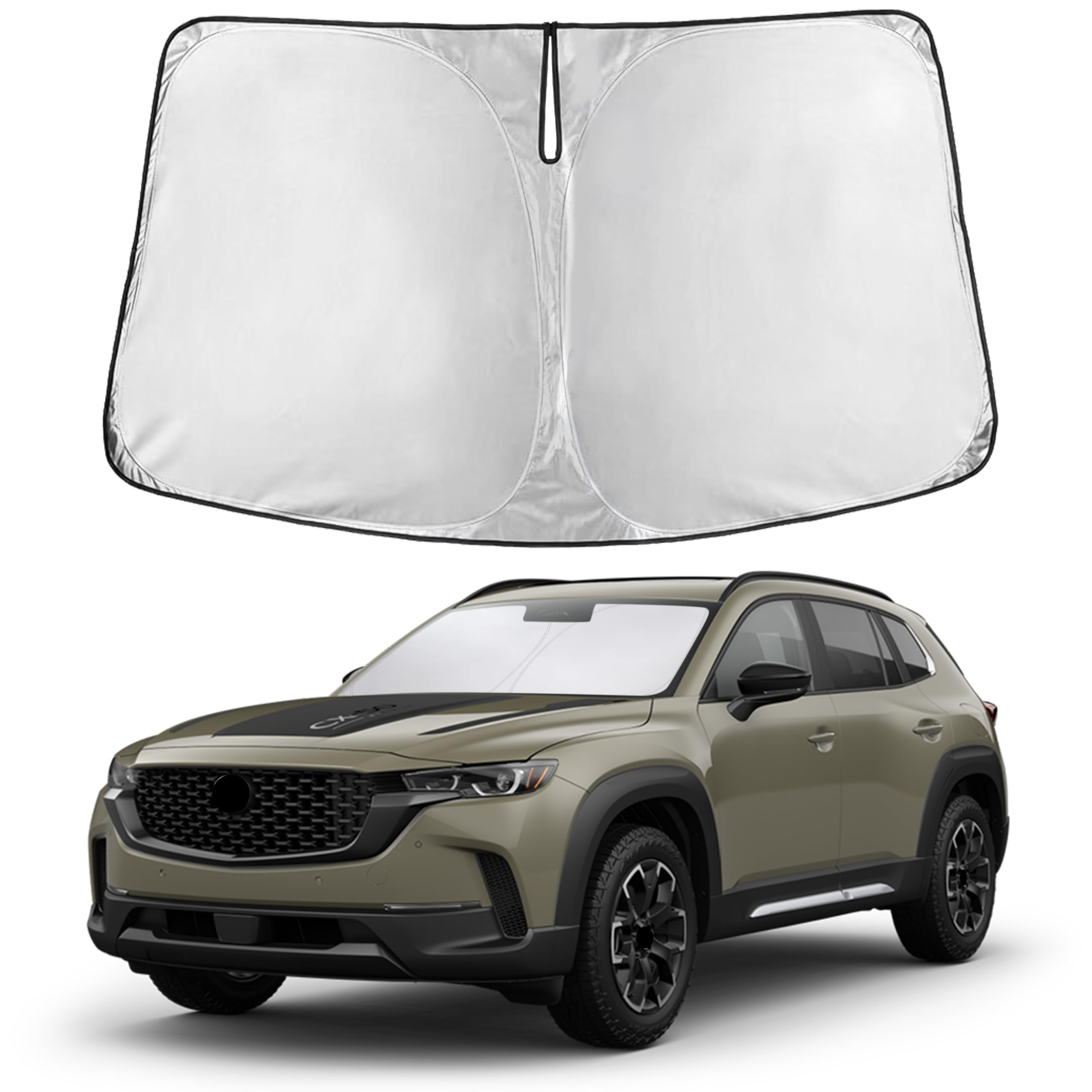 EcoNour windshield sunshade with front coverage reduces glare for Mazda CX-50