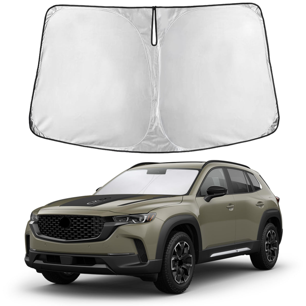 EcoNour windshield sunshade with front coverage reduces glare for Mazda CX-50