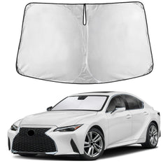 EcoNour windshield sunshade for Lexus IS — front view reduces glare and heat.