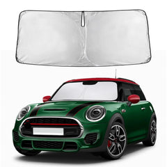 EcoNour windshield sunshade for Mini Cooper F55 provides full windshield coverage.