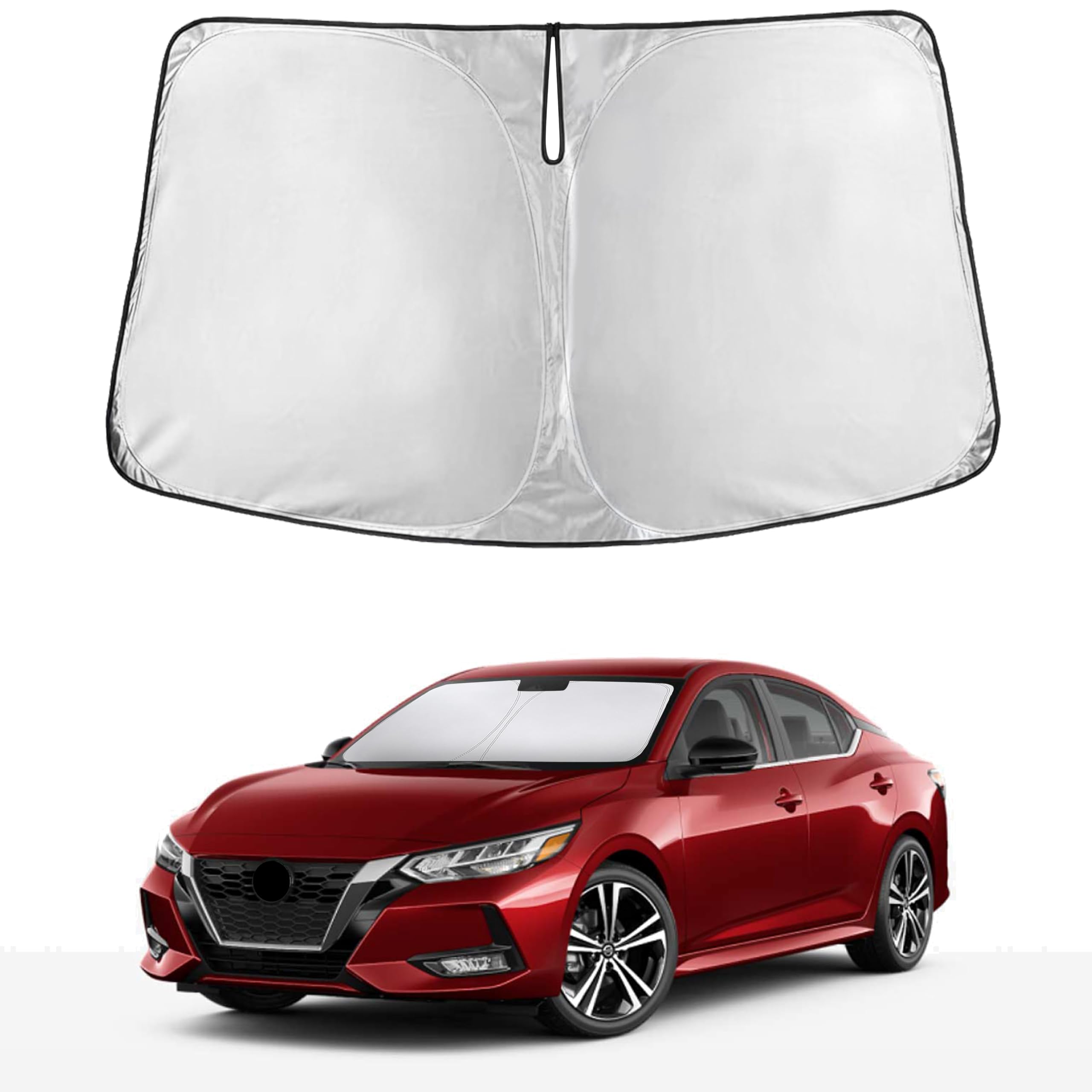 EcoNour windshield sunshade for Nissan Sentra front coverage reduces glare and keeps the cabin cooler.