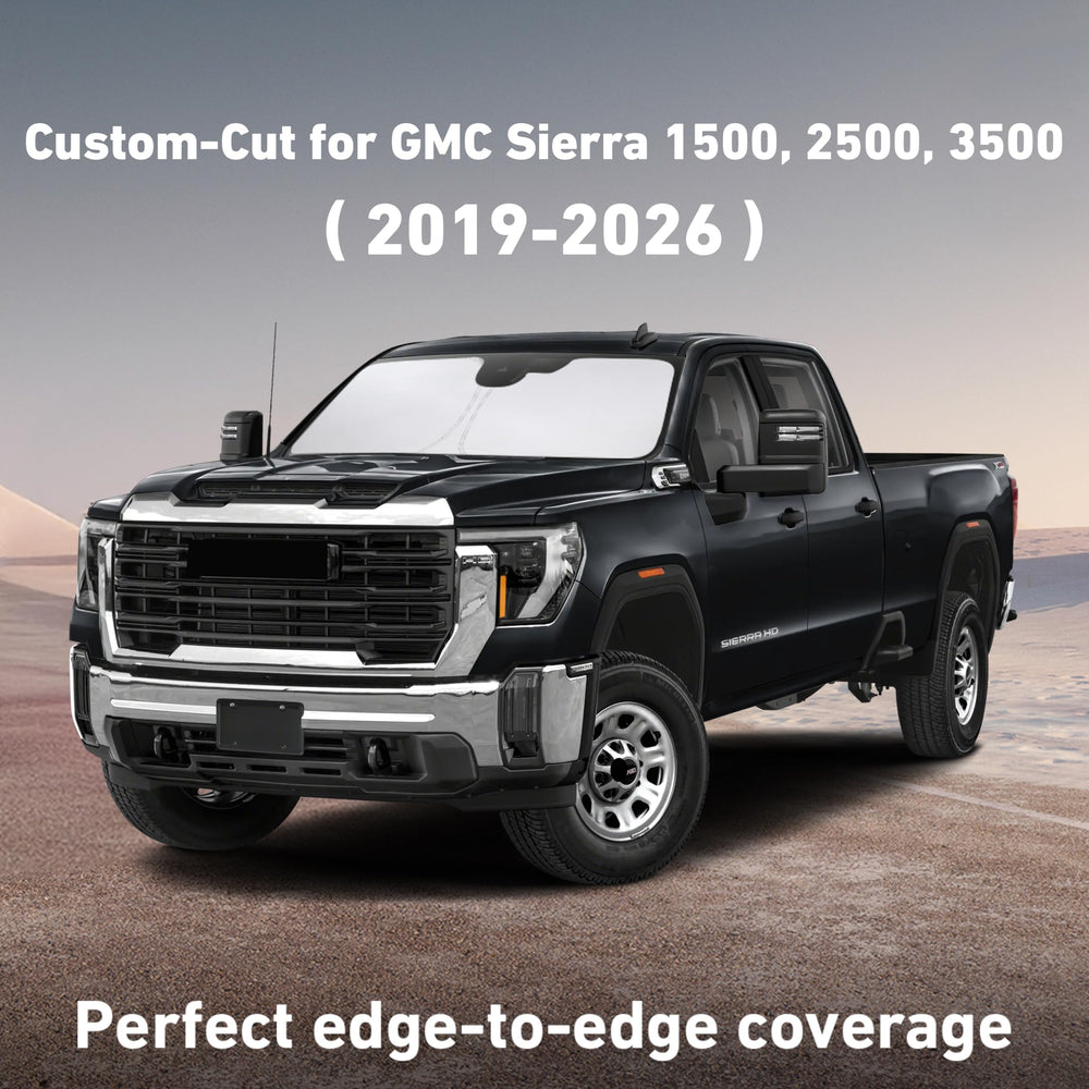 EcoNour windshield sunshade folded for compact storage in door pocket