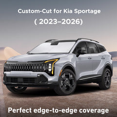 EcoNour sunshade demonstrates sportage-nq5 fit and windshield coverage.