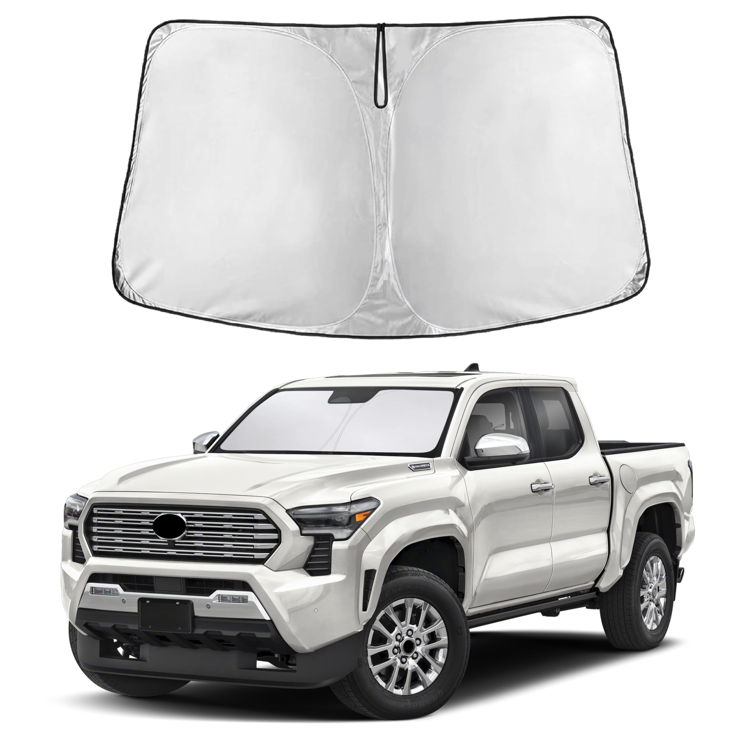 EcoNour windshield sunshade for Toyota Tacoma fits precisely and blocks glare.