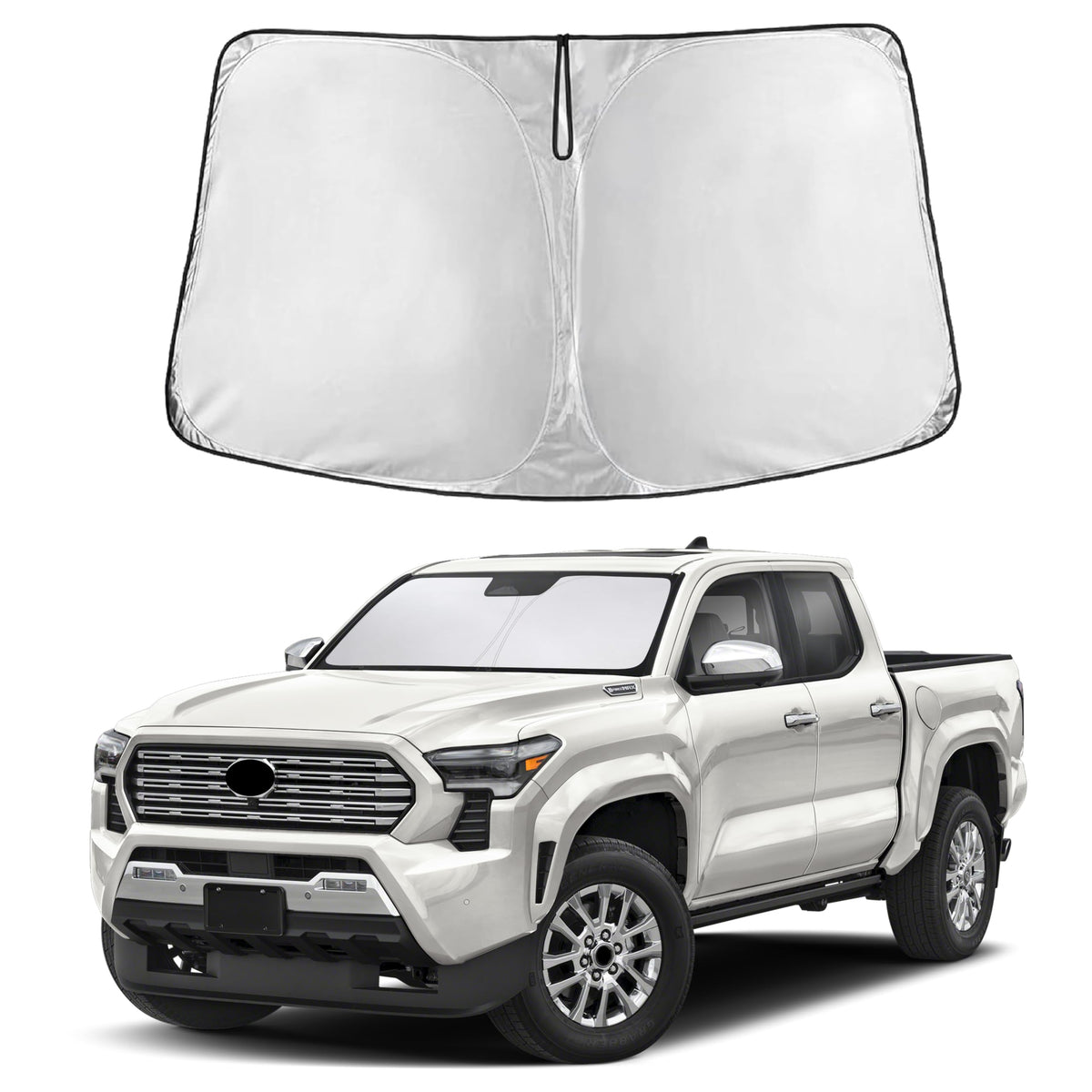 EcoNour windshield sunshade for Toyota Tacoma fits precisely and blocks glare.