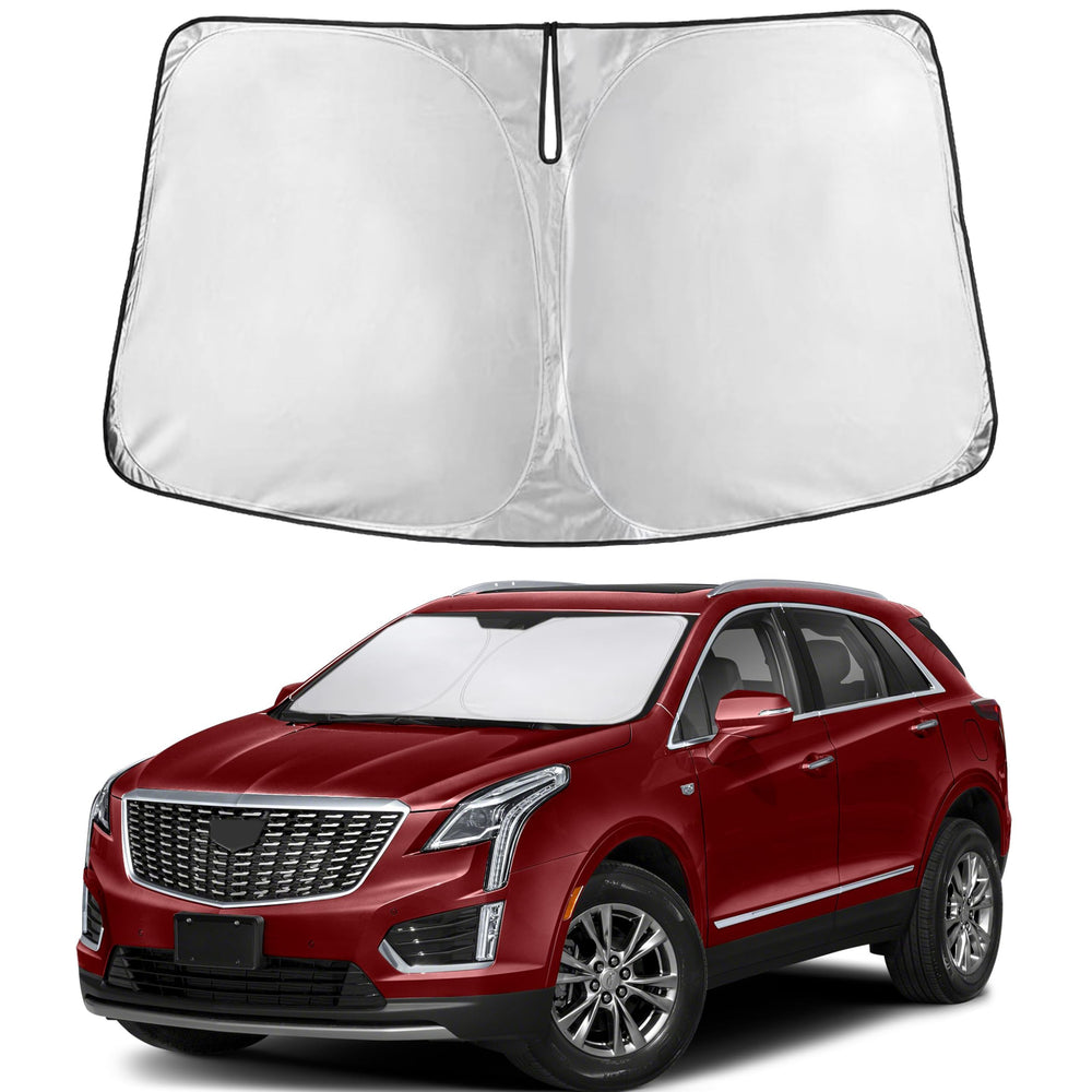 EcoNour windshield sunshade for XT5 fits snugly and blocks light for cooler interior.
