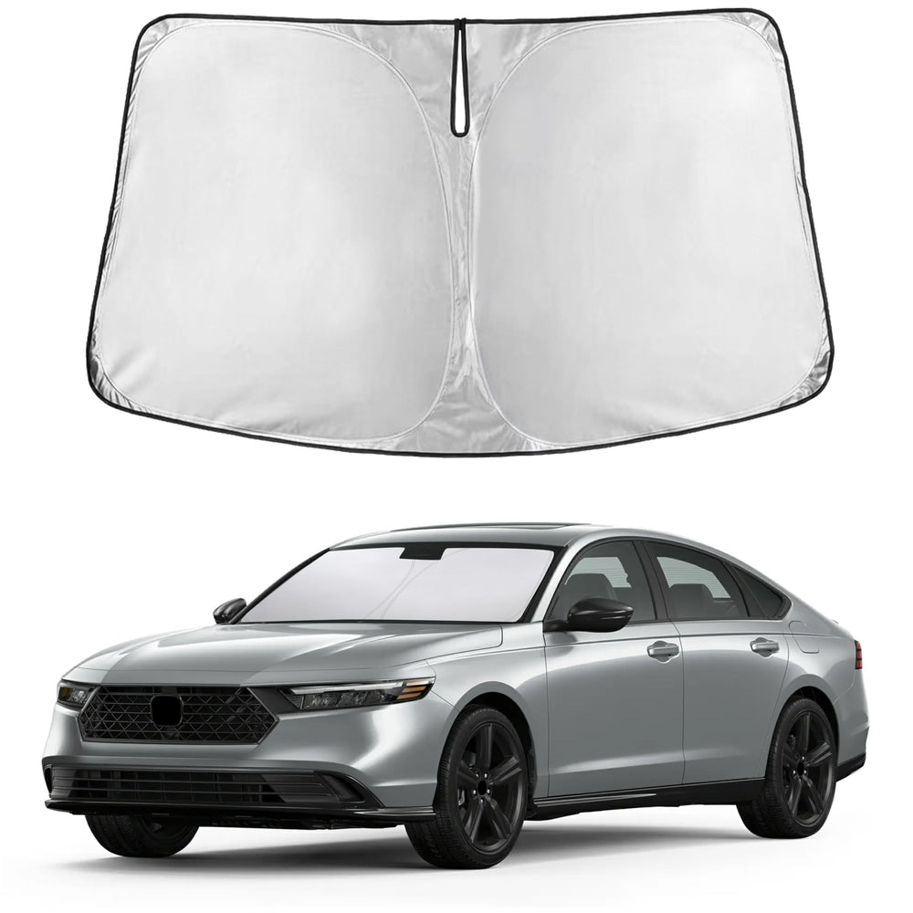 EcoNour windshield sunshade fits Honda Accord precisely, blocking sun glare.