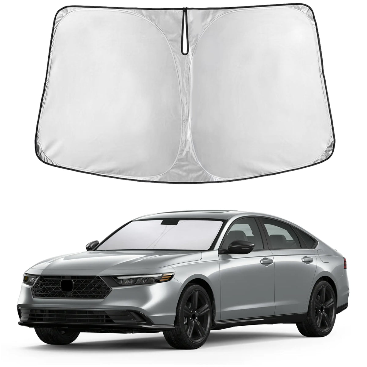 EcoNour windshield sunshade fits Honda Accord precisely, blocking sun glare.