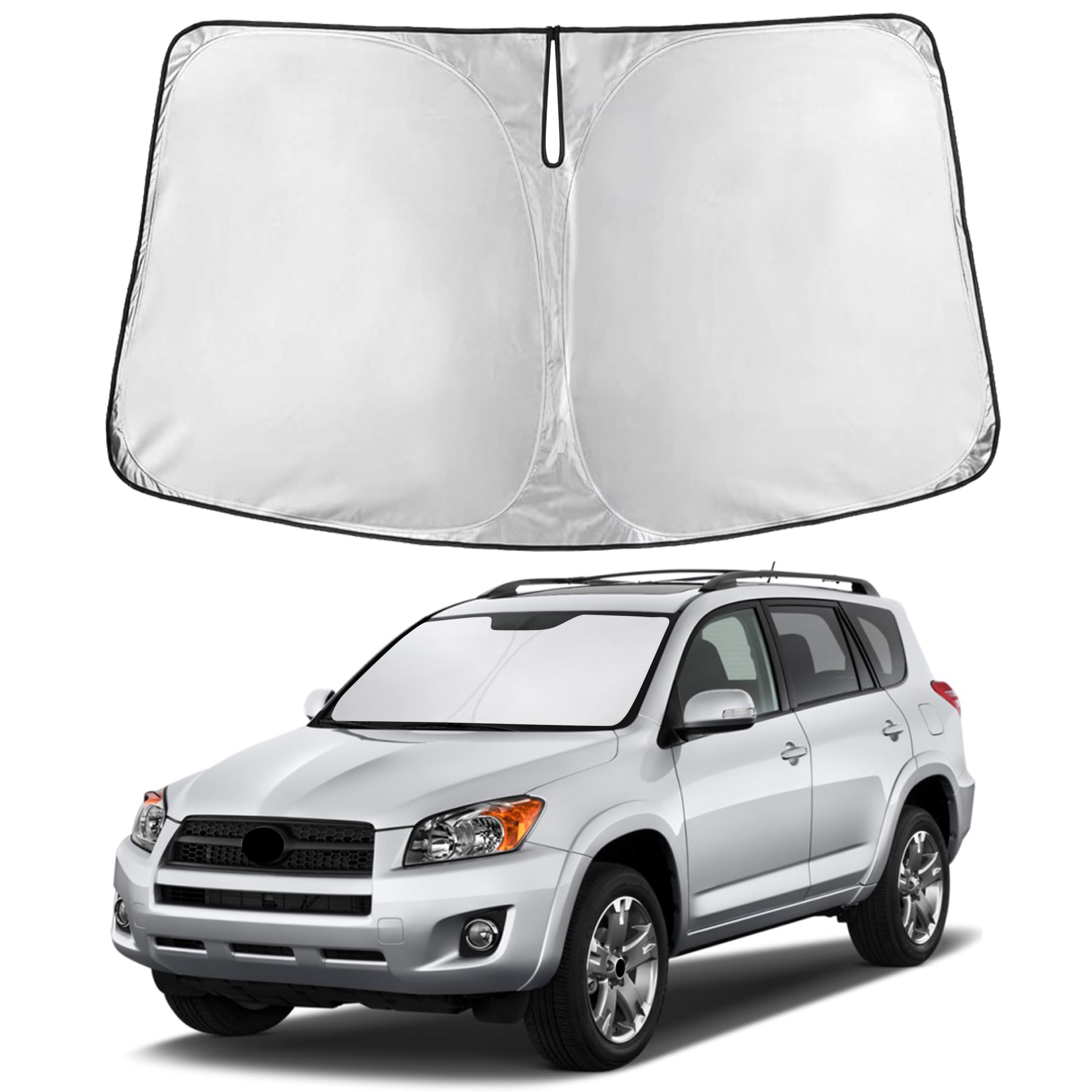 EcoNour windshield sunshade offers full RAV4 coverage to curb sun glare.