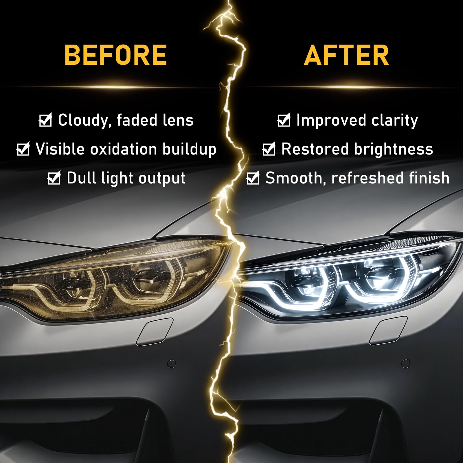EcoPure Lab headlight wipes come with a microfiber cloth for precise edge-to-edge cleaning.