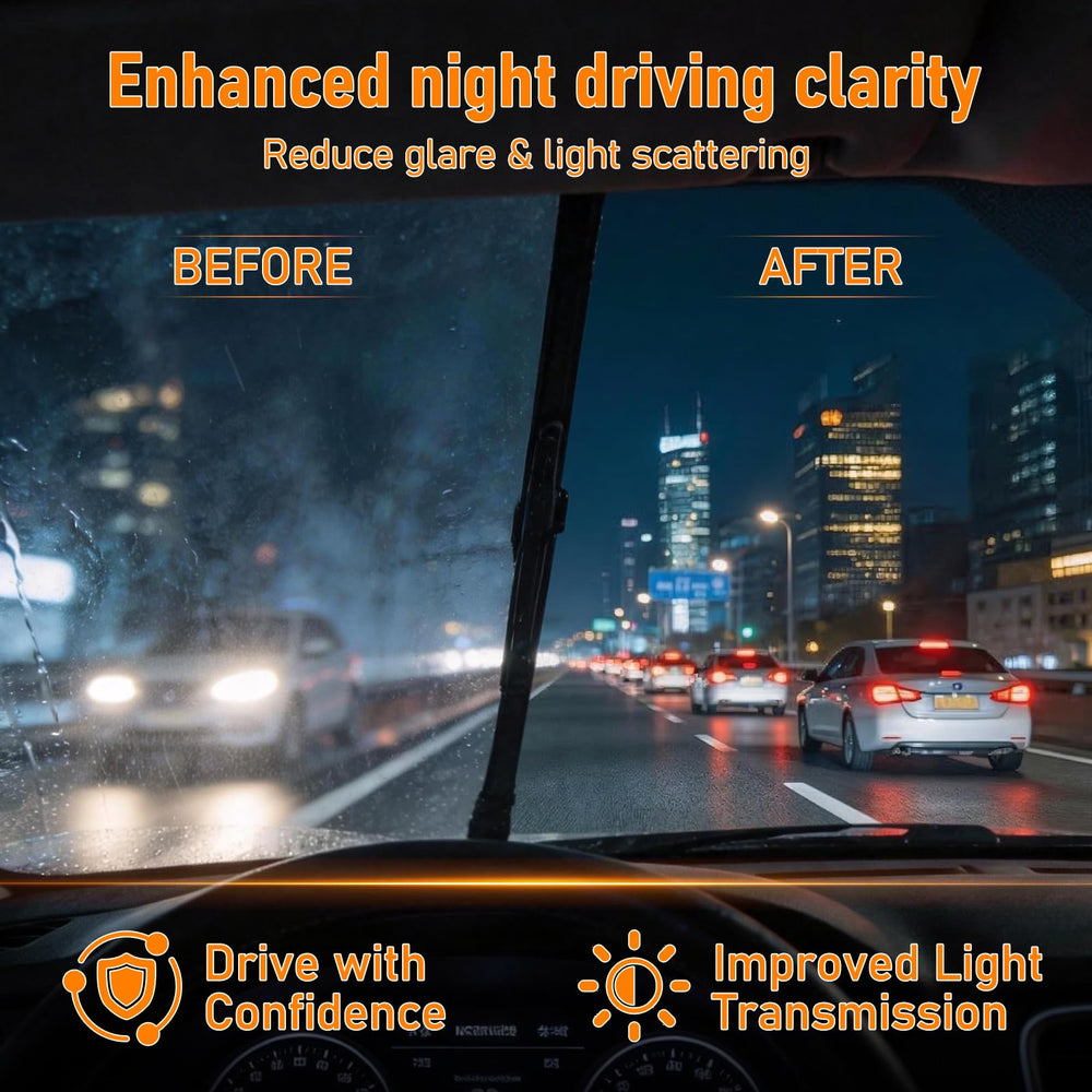 EcoPure Lab Night driving clarity after treatment reduces glare for safer night journeys.