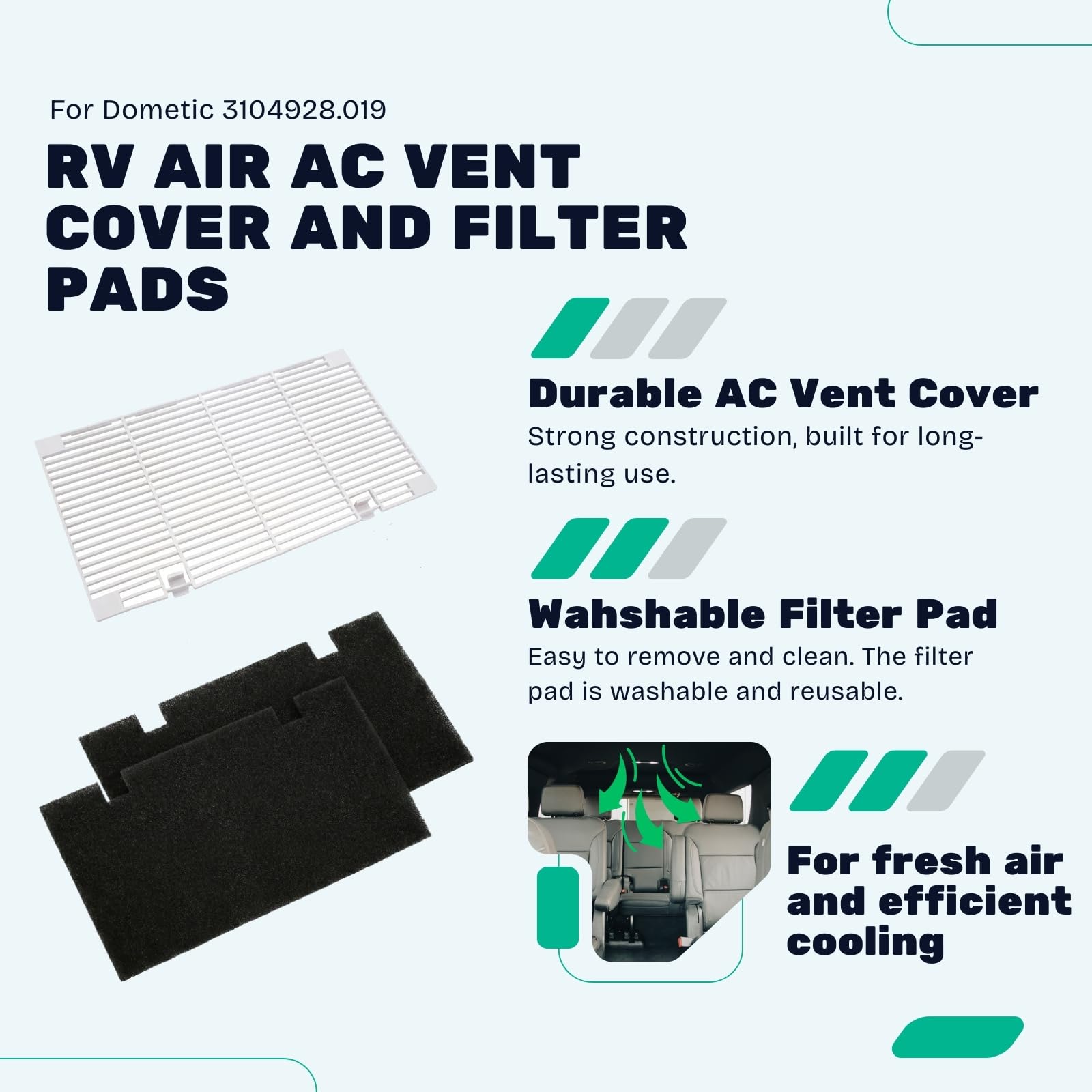 EcoSynic RV AC cover in polar-white finish