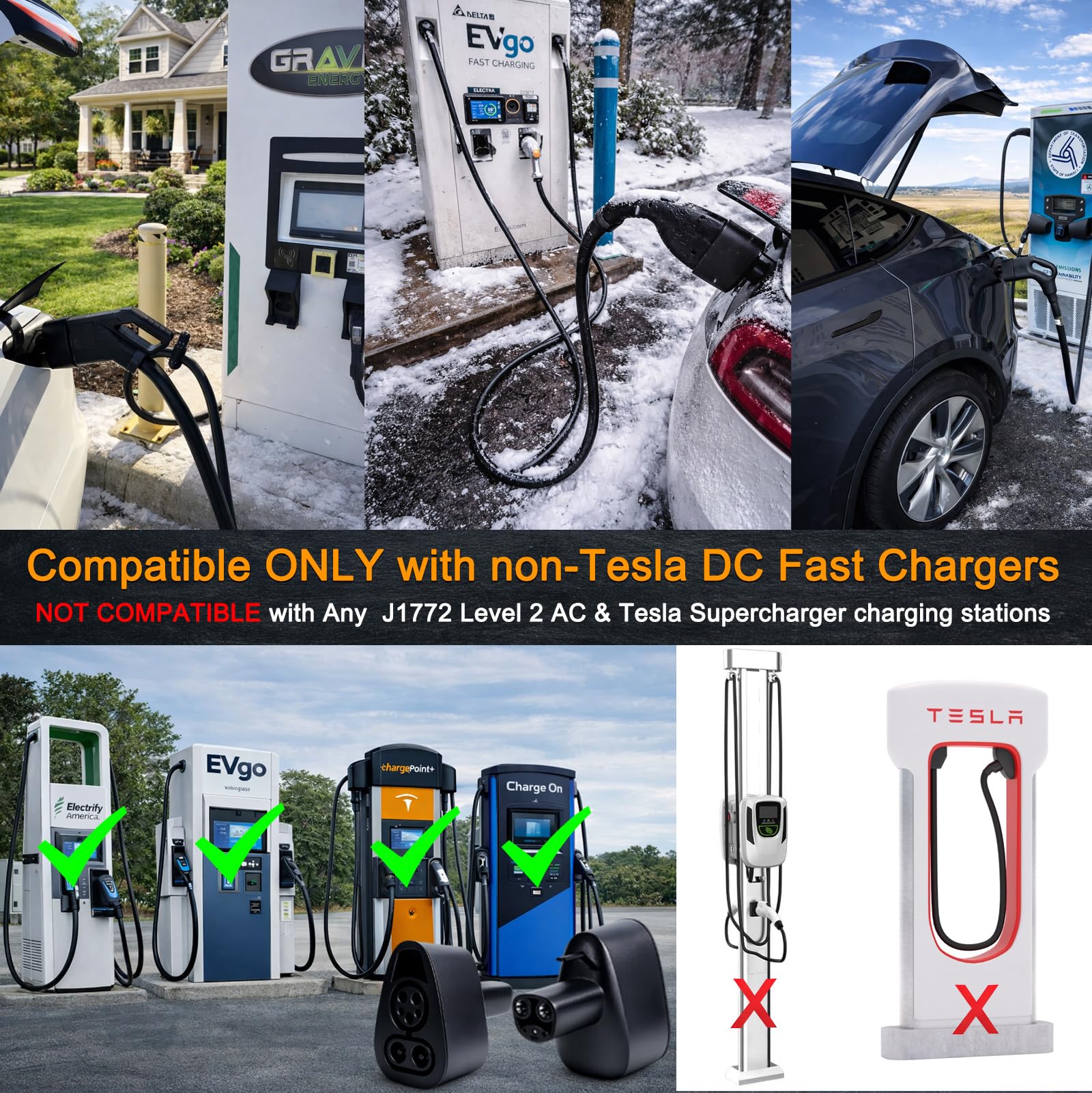 Ecotome CCS1 to Tesla adapter with secure lock provides a snug connection during fast charging