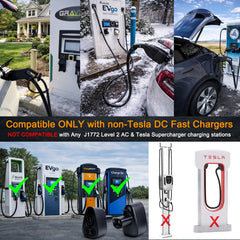 Ecotome CCS1 to Tesla adapter with secure lock provides a snug connection during fast charging