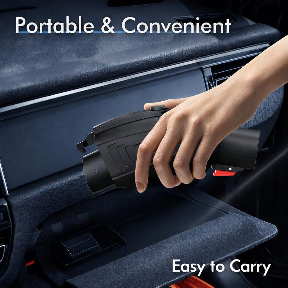 Ecotome Tesla to J1772 adapter compact size for easy transport.