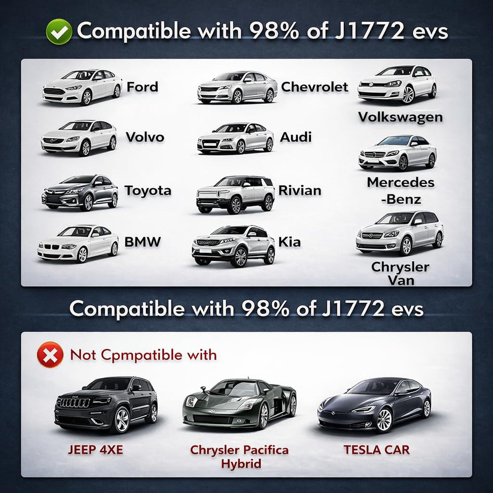 Ecotome Tesla to J1772 adapter in-use demonstrates versatile charging setup.