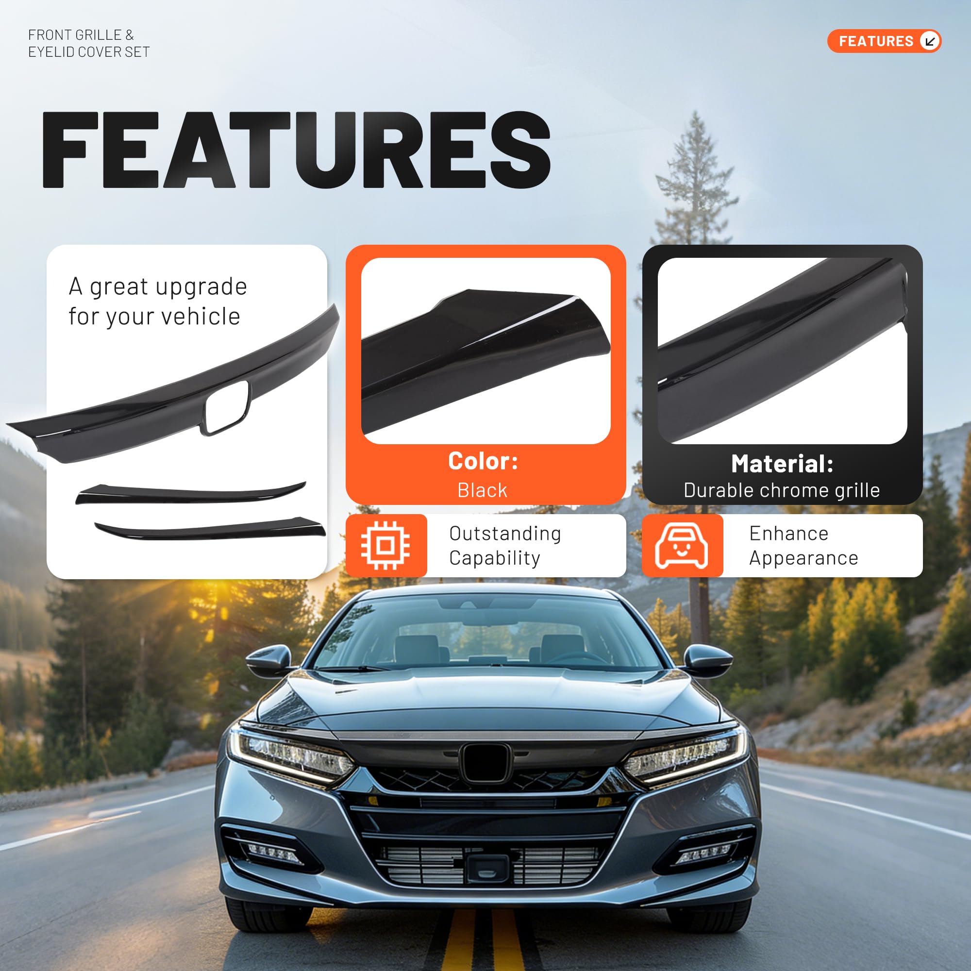 ECOTRIC ABS material ensures durable, long-lasting front-end accent.