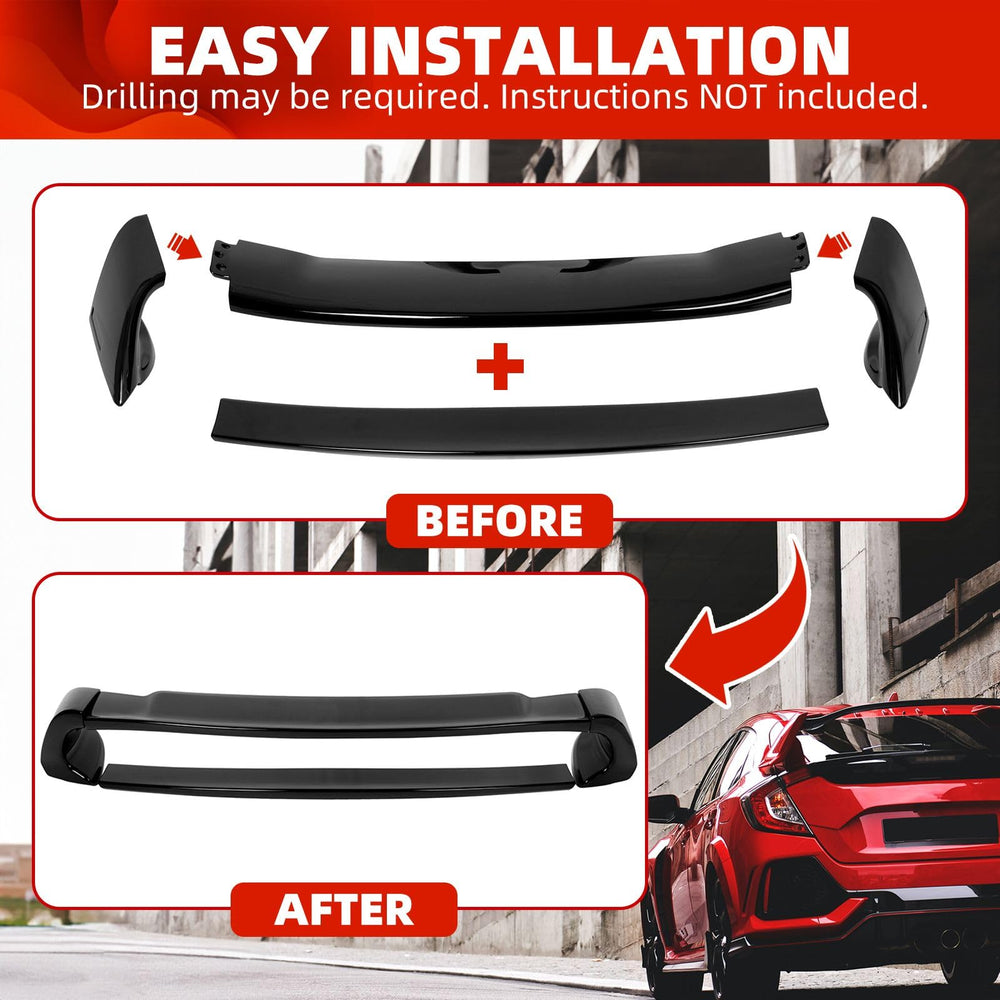 ECOTRIC ABS plastic spoiler with gloss black finish for Civic.