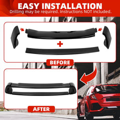 ECOTRIC ABS plastic spoiler with gloss black finish for Civic.