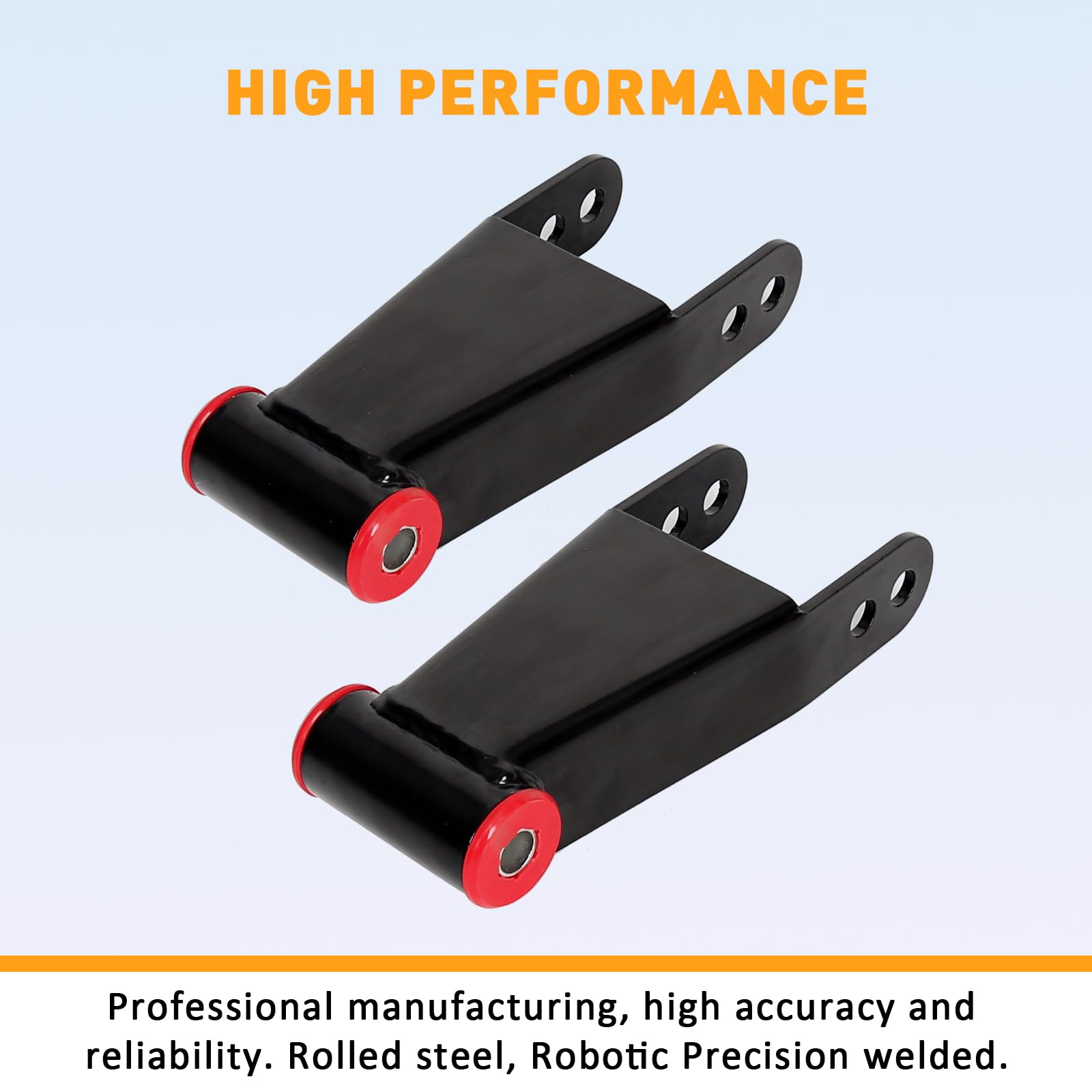 ECOTRIC black powder-coated shackles close-up with rugged finish