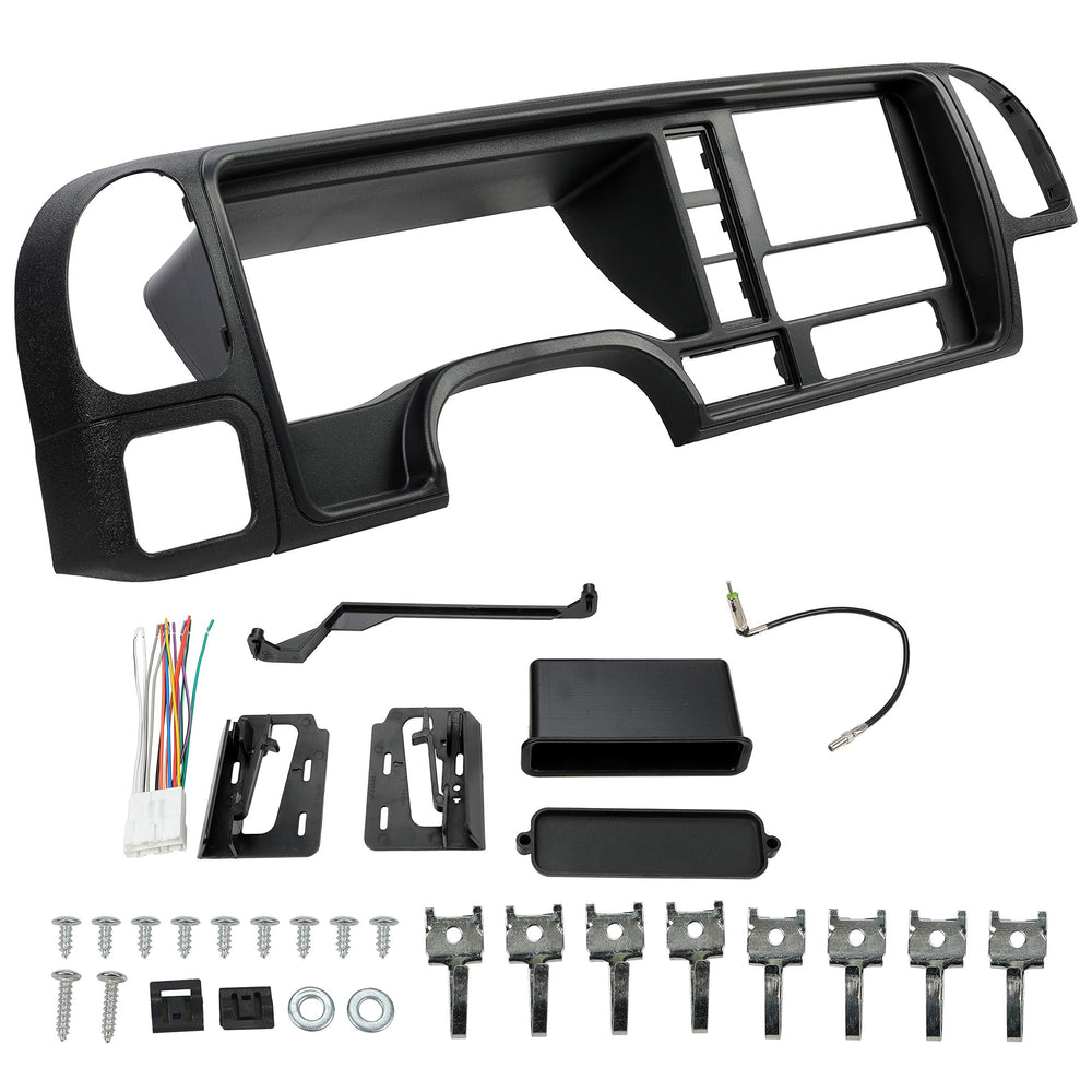 ECOTRIC dash panel double‑DIN fit for 1995–2002 GMC Sierra and Silverado enhances stereo integration.