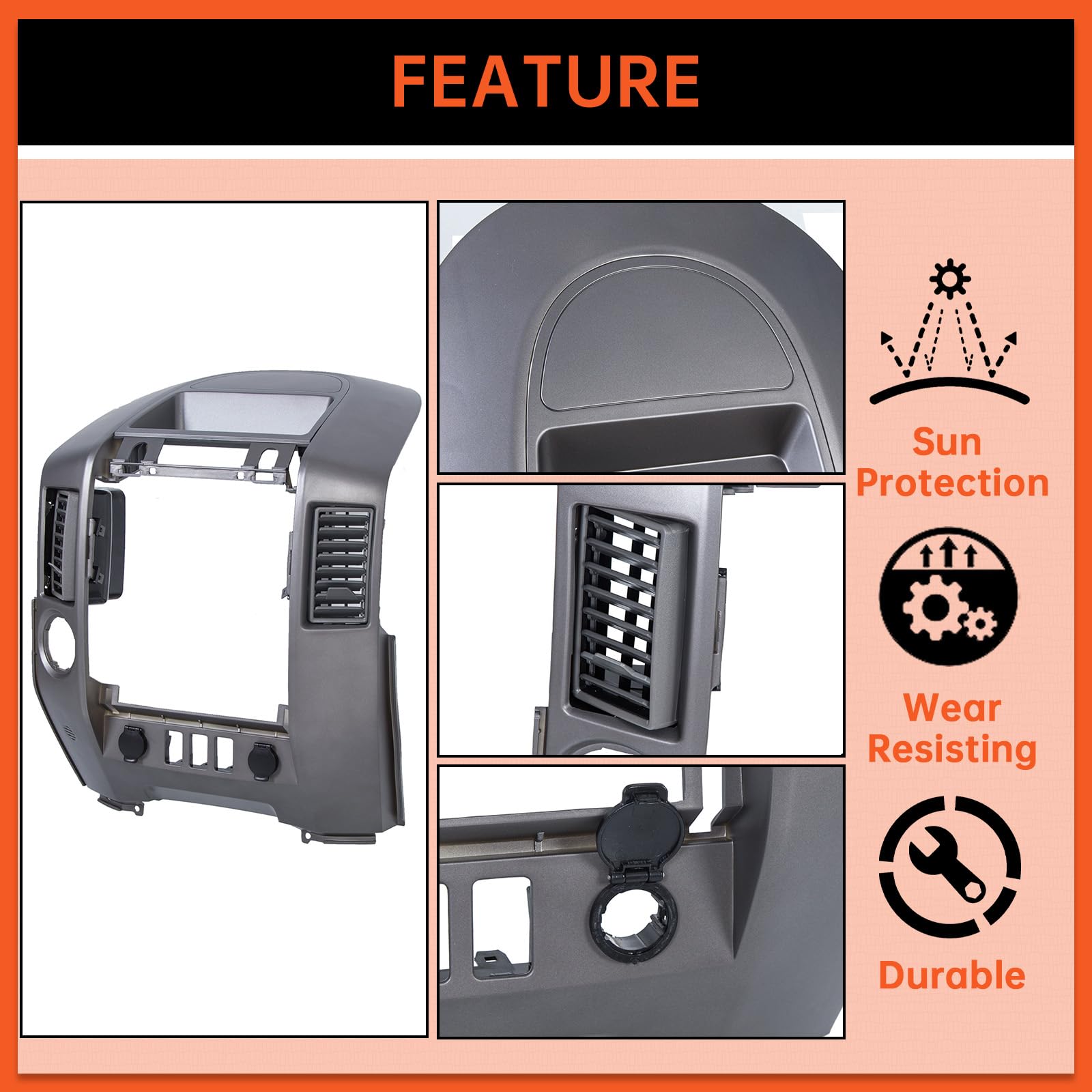 ECOTRIC durable ABS dash cover in silver gray resists deformation.