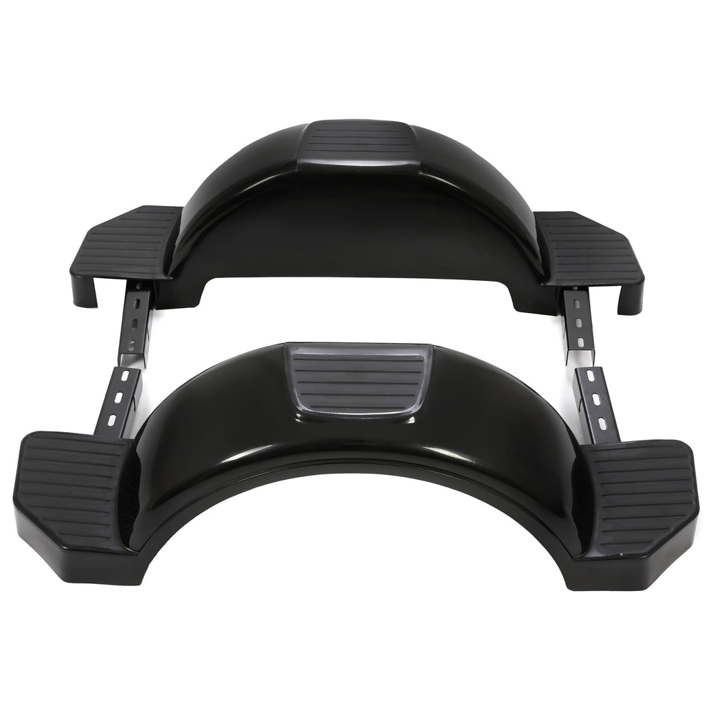 ECOTRIC fenders assembled on a 13 inch trailer wheel setup for protection.