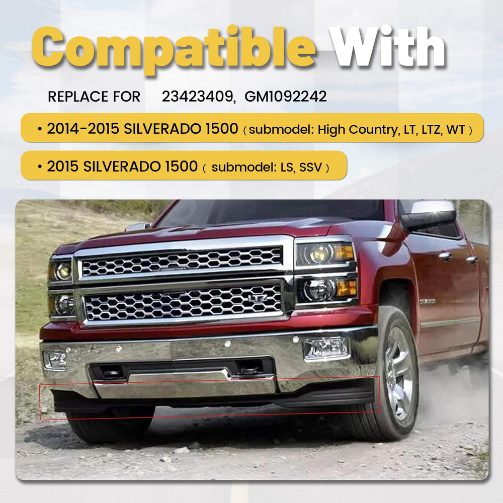 ECOTRIC front bumper deflector installed on Silverado 1500 demonstrates debris shield in action.