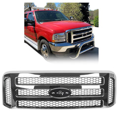 ECOTRIC front grille for Ford F-250/F-350 chrome mesh close-up showing durable chrome finish