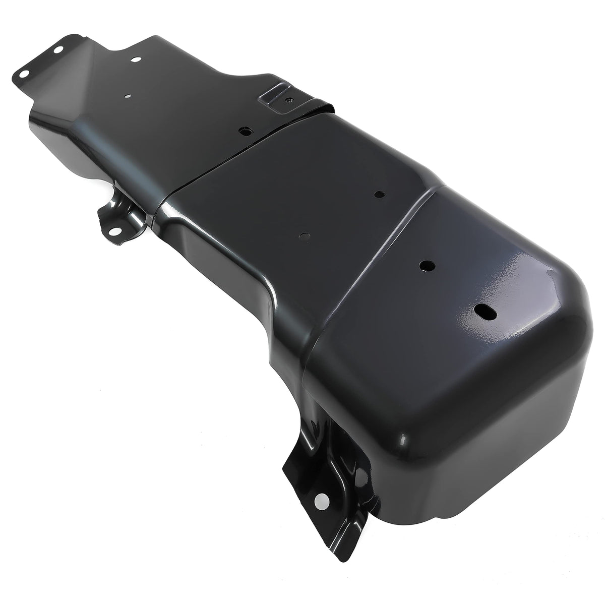 ECOTRIC fuel tank skid plate installed on Jeep Wrangler JK 2-door for rock protection.