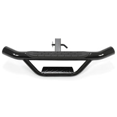 ECOTRIC hitch step steel-construction with powder-coated black finish for durability.