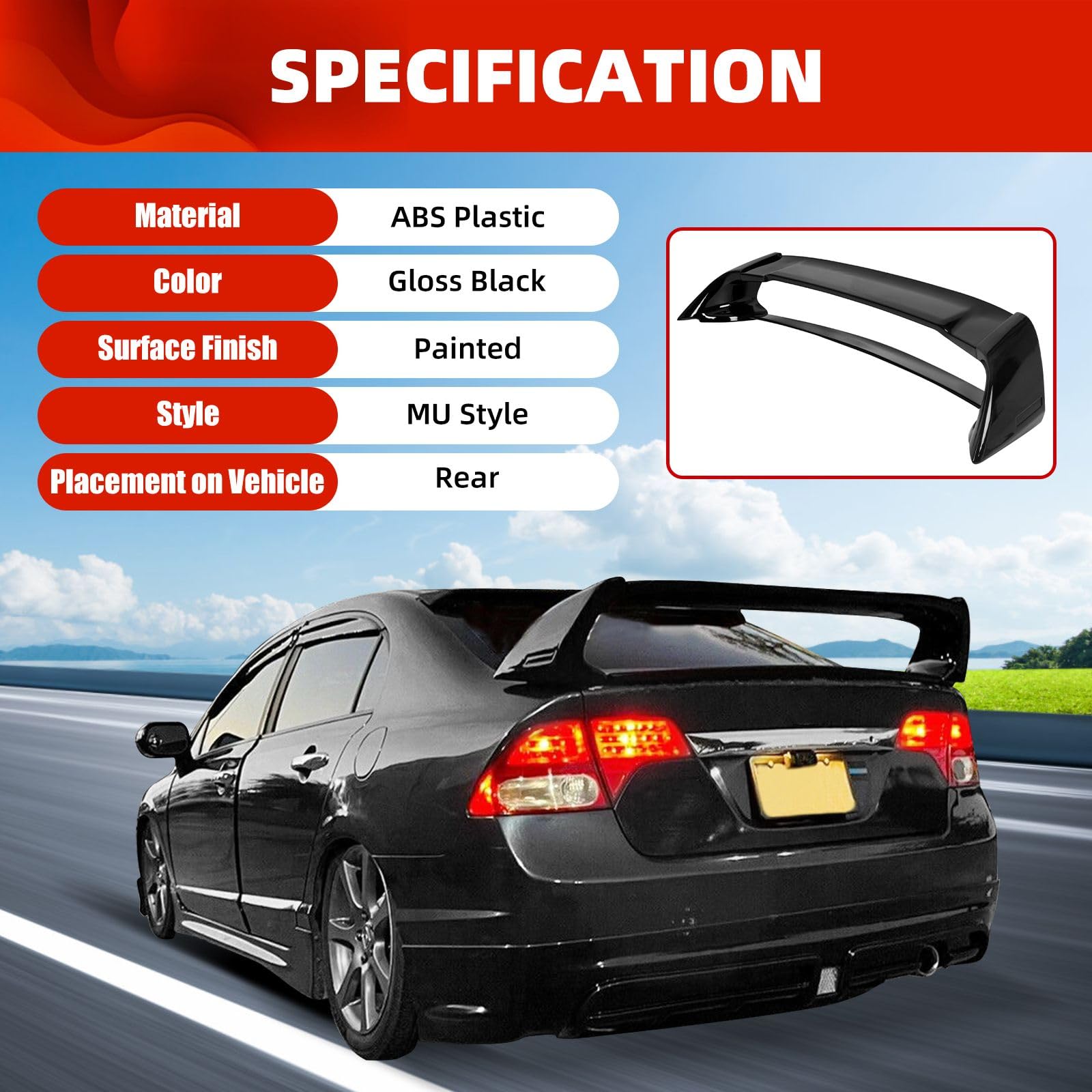 ECOTRIC spoiler wing package includes hardware for easy install.