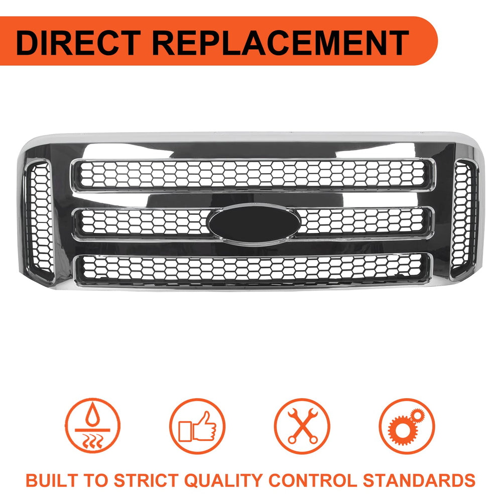 ECOTRIC high-quality plastic grille with silver chrome finish complements the vehicle's front end