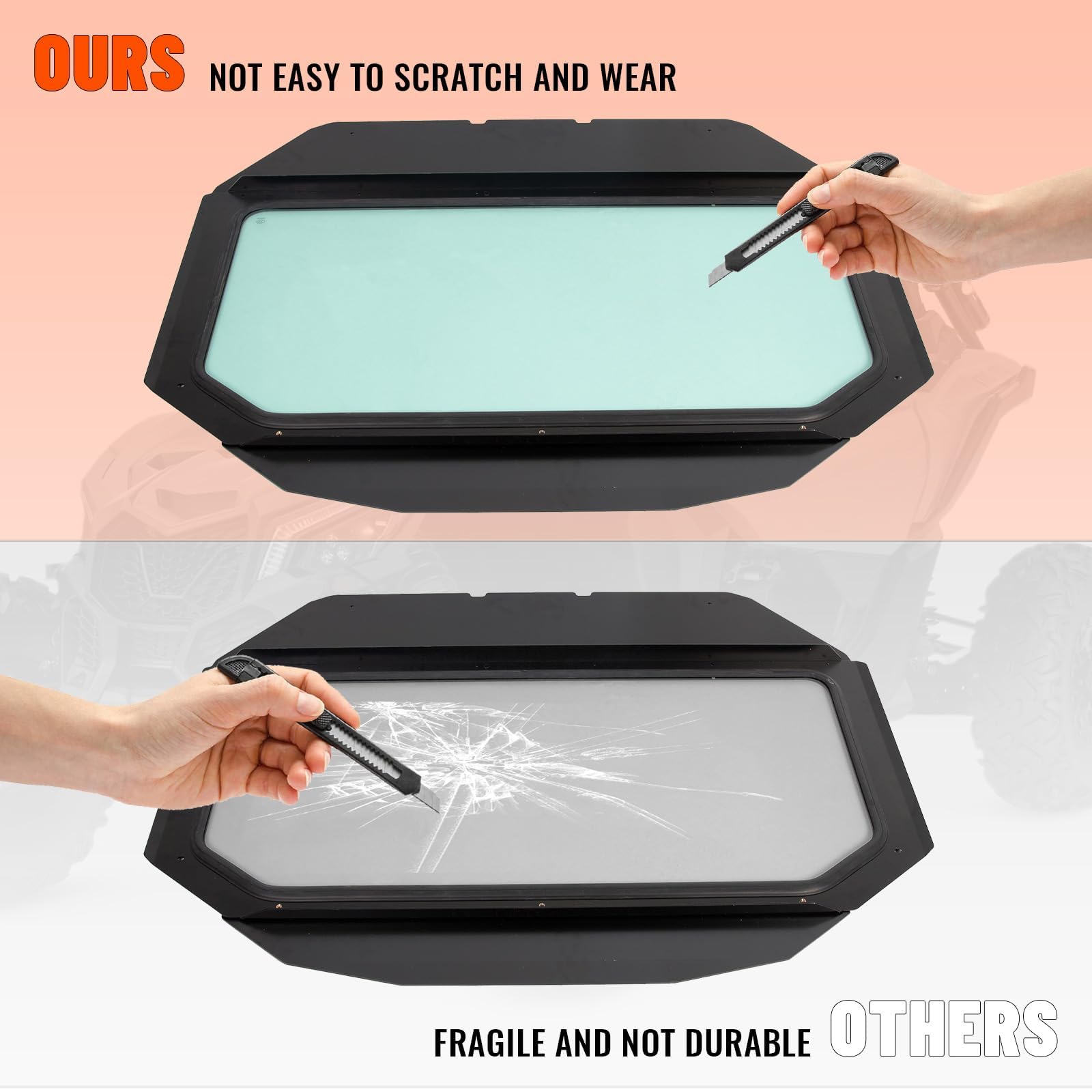 Edge design accommodates the hood and cab frame with a reliable fit