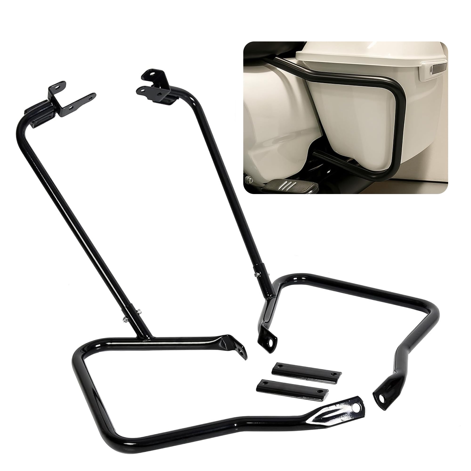ECOTRIC saddlebag guard bar left view protecting saddlebag edge on Harley Touring