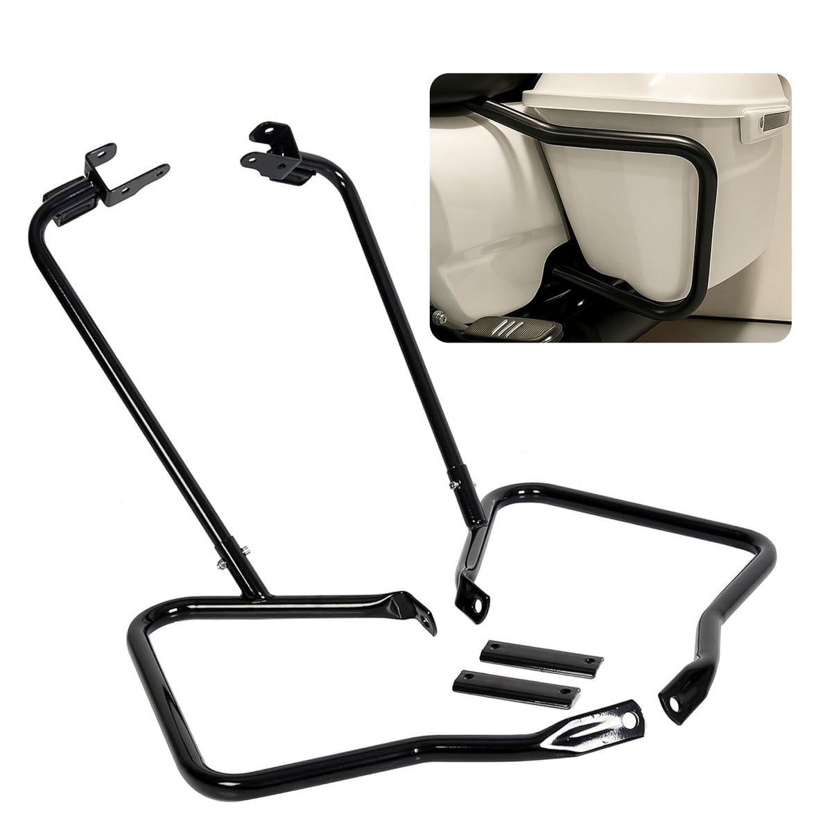 ECOTRIC saddlebag guard bar left view protecting saddlebag edge on Harley Touring
