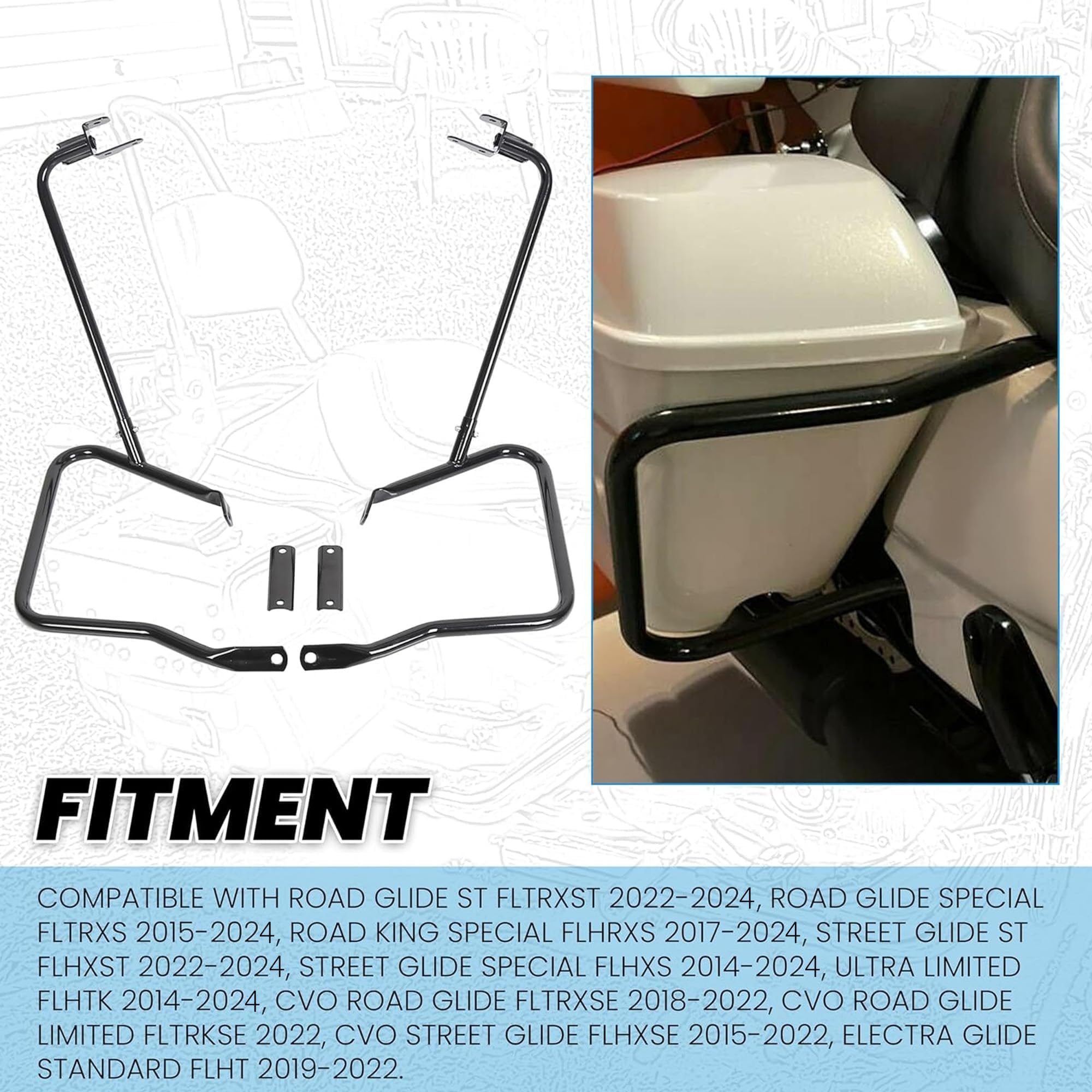 ECOTRIC saddlebag guard bar right view protecting saddlebag edge on Harley Touring