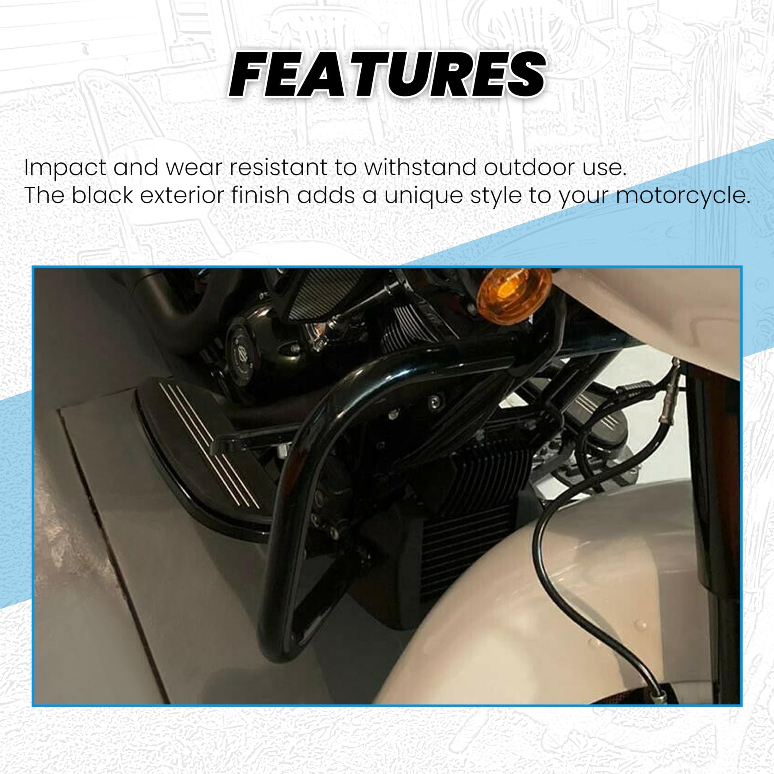 ECOTRIC saddlebag guard bar in black finish adds sleek style